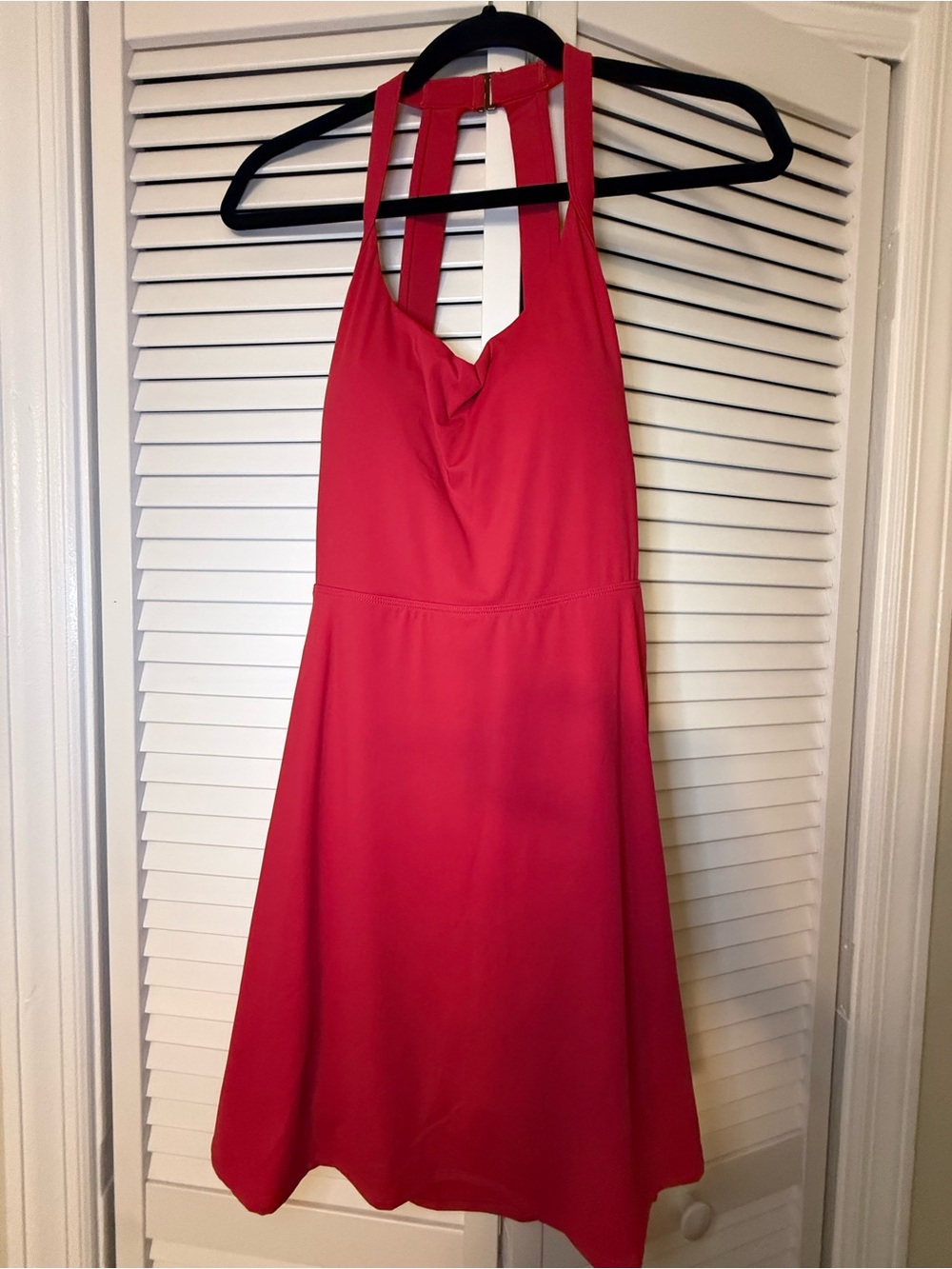 HALARA Bright Red Halter Fit-and-Flare Dress